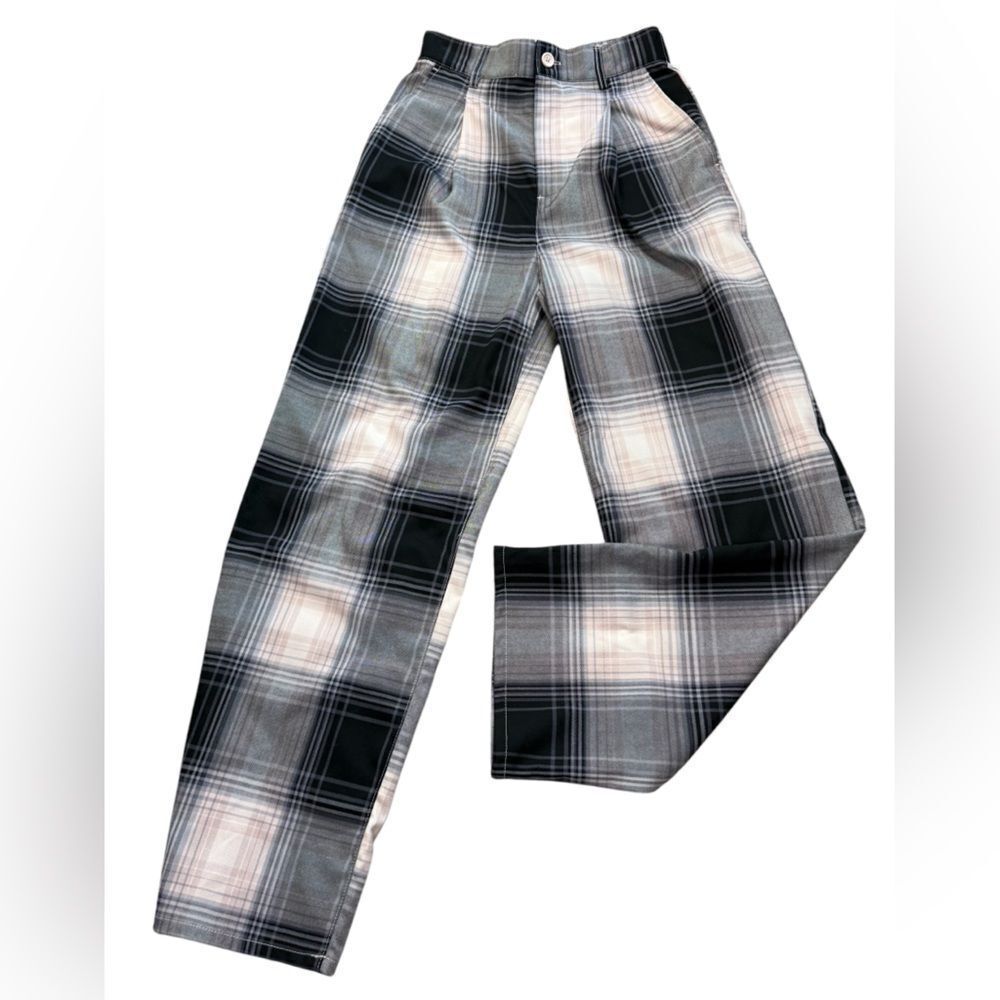Urban Outfitters Peach & Black Plaid Pants With Wide Legs